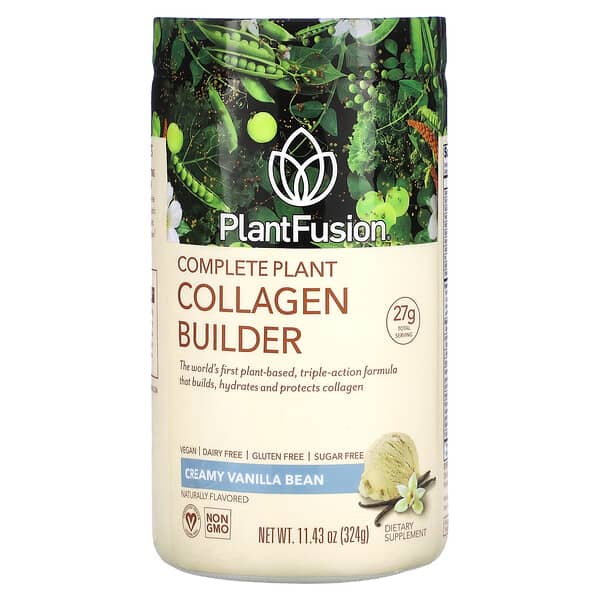 PlantFusion‏, תערובת צמחים מלאה לבניית קולגן, וניל קרמי, 324 גרם (11.43 אונקיות)