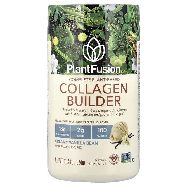 PlantFusion Complete Plant-Based Collagen Builder, Creamy Vanilla Bean, 11.43 oz (324 g)