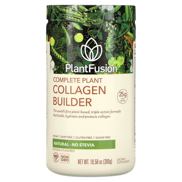PlantFusion‏, תוסף תזונה צמחי Collagen Builder, טעם טבעי, 300 גרם (10.58 אונקיות)