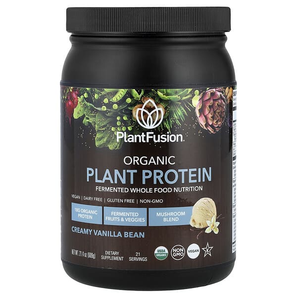 PlantFusion Organic Plant Protein, Creamy Vanilla Bean, 21.4 oz (609 g)