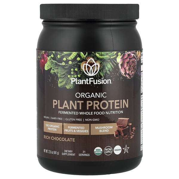 PlantFusion Organic Plant Protein, Rich Chocolate, 22.6 oz (641 g)