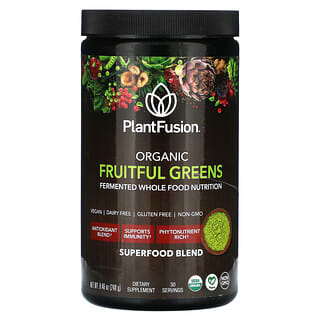 PlantFusion, Verduras verdes frutales orgánicas`` 240 g (8,46 oz)