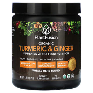 PlantFusion, Organic Whole Herb Blend, Turmeric & Ginger, 4.76 oz (135 g)