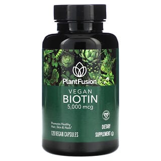 PlantFusion, Biotina vegana, 5000 mcg, 120 cápsulas veganas