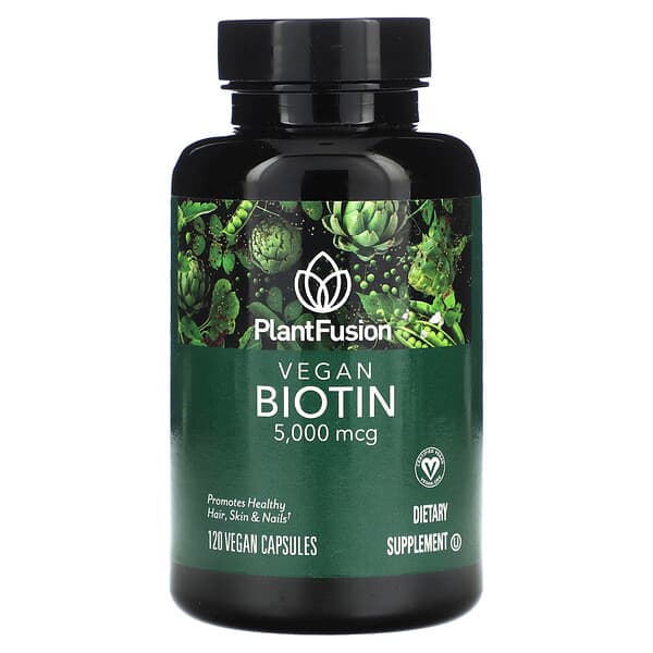 PlantFusion, Vegan Biotin, 5,000 mcg, 120 Vegan Capsules
