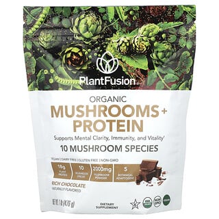 PlantFusion, Organic Mushrooms + Protein, Rich Chocolate , 1 lb (476 g)