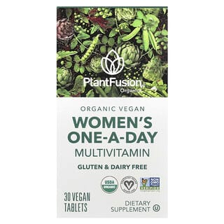 PlantFusion, Однодневный мультивитамин для женщин, органический веганский продукт, 30 веганских таблеток