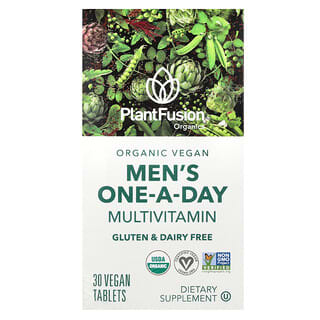 PlantFusion, Suplemento multivitamínico de una ingesta diaria para hombres, 30 comprimidos veganos
