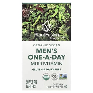 PlantFusion, Suplemento multivitamínico de una ingesta diaria orgánico y vegano para hombres, 60 comprimidos veganos