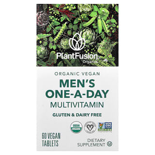 PlantFusion, Multivitamines biologiques et véganes pour hommes, Multivitamines à prendre une fois par jour, 60 comprimés végans