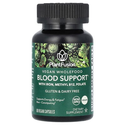 PlantFusion, Vegan Whole Foods, Blood Support, 60 Vegan Capsules