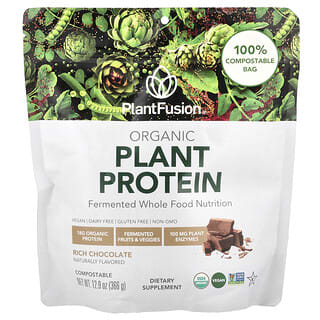 PlantFusion, Protein Tumbuhan Organik, Kaya Cokelat, 366 g (12,9 ons)