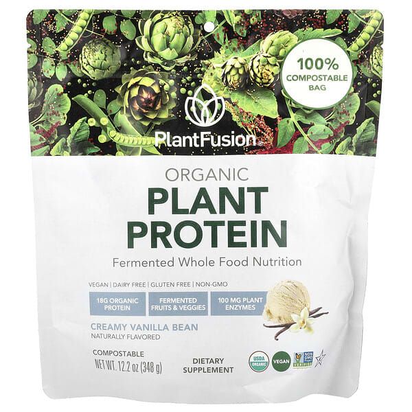 Organic Plant Protein, Creamy Vanilla Bean, 12.2 oz (348 g)