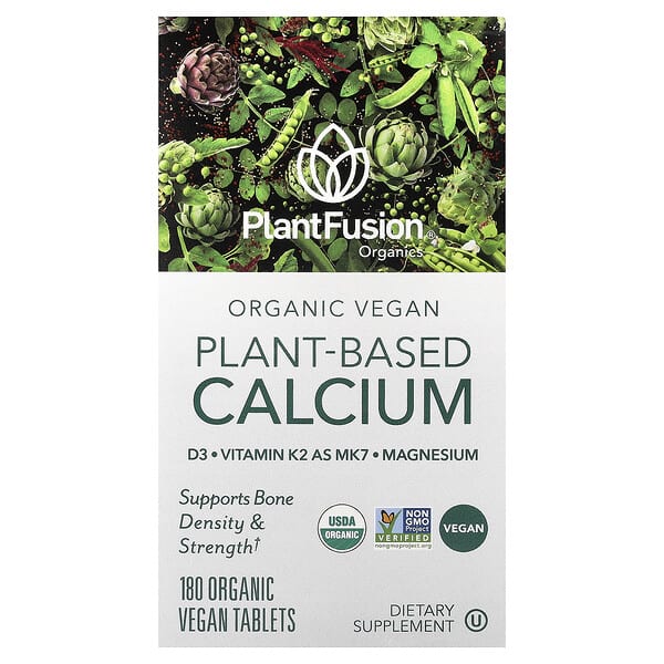Organic Vegan Plant-Based Calcium, 180 Organic Vegan Tablets
