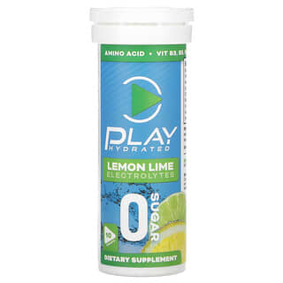Play Hydrated, электролиты, лимон и лайм, 10 таблеток