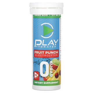 Play Hydrated, Eletrólitos, Ponche de Frutas, 10 Comprimidos