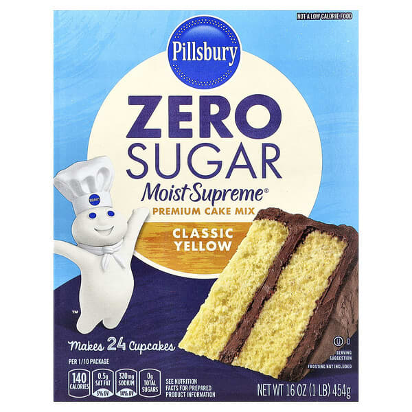 Pillsbury, 설탕 무함유, Moist Supreme® 프리미엄 케이크 믹스, 클래식 옐로우, 454g(16oz)