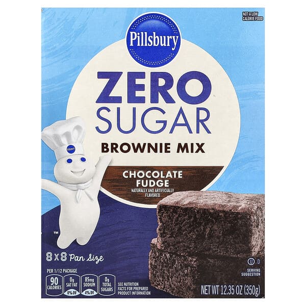 Pillsbury, 설탕 무함유, 브라우니 믹스, 초콜릿 퍼지, 350g(12.35oz)