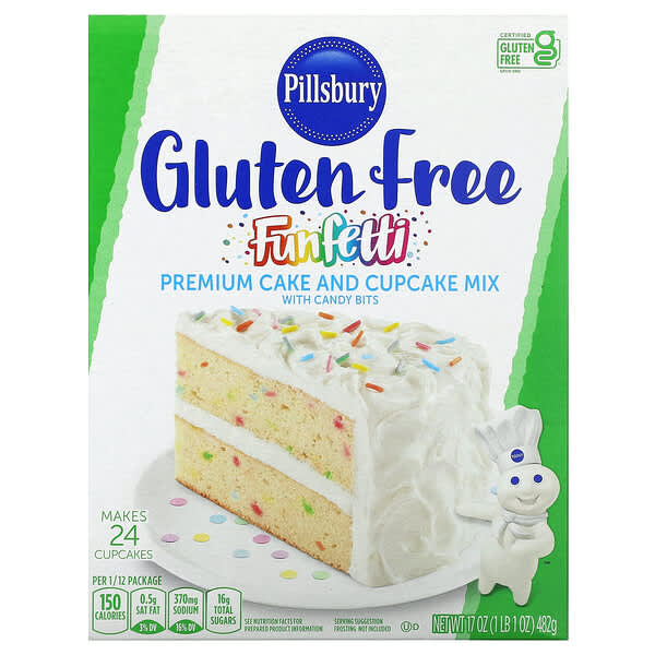 Pillsbury, Funfetti 優質蛋糕和紙杯蛋糕糖果粒預拌粉，無麩質，1 磅 1 盎司（482 克）