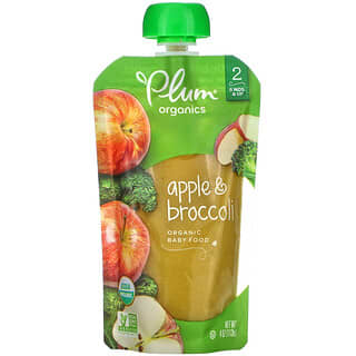 Plum Organics, органическое детское питание, этап 2, яблоко и брокколи, 113 г (4 унции)