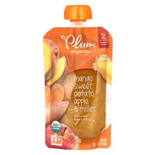 Plum Organics, 有机婴儿食品，2 段，含芒果、番薯、苹果、小米，3.5 盎司（99 克）