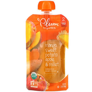 Plum Organics (بلام أورغانيكس)‏, غذاء عضوي للأطفال، المرحلة 2، مانجو وبطاطا وتفاح ودخن، 3.5 أونصات (99 جم)