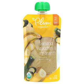 Plum Organics‏, מזון אורגני לתינוקות, שלב 2, בננה, קישוא ואמרנט, 99 גרם (3.5 אונקיות)