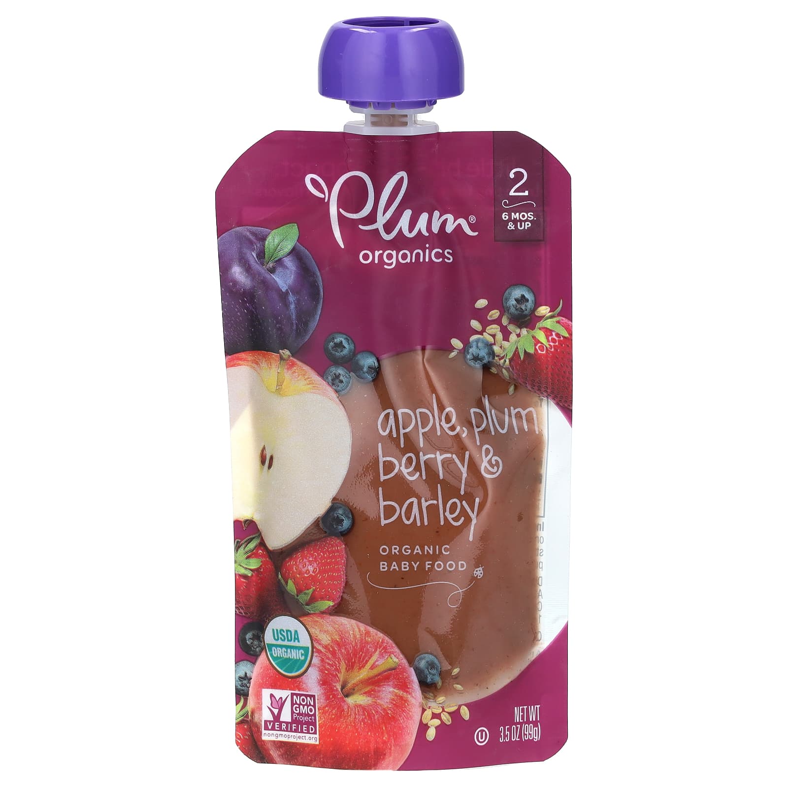 Organic Baby Food, Mos Up, Apple, Plum, Berry Barley, oz (99 g)