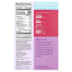 Plum Organics, Teensy Snacks, Bocadillos de frutas blandas, Para bebés de 12 meses en adelante, Bayas mixtas, 5 paquetes, 10 g (0,35 oz) cada uno