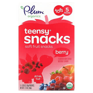 Plum Organics, Tots, Organic Teensy Soft Fruit Snacks, Berry, 5 Packs, 0.35 oz (10 g) Each