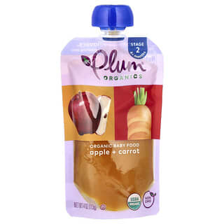 Plum Organics, Organic Baby Food, 6 Mos & Up, Apple & Carrot, 4 oz (113 g)