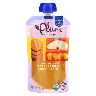 Plum Organics, органическое детское питание, для детей от 6 месяцев, батат, яблоко и кукуруза, 113 г (4 унции)