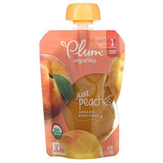 Plum Organics, Organic Baby Food, 4 Mons & Up, Just Peaches, 3.5 oz (99 g)