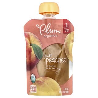 Plum Organics, Comida orgánica para bebés, 4 mons en adelante, Solo melocotones, 99 g (3,5 oz)