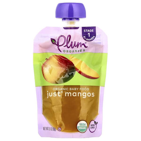 Plum Organics, 유기농 이유식, Just® 망고, 1단계, 4개월 이상, 99g(3.5oz)