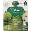 Organic Baby Food, Stage 2, Pear, Spinach & Pea, 4 Pouches, 4 oz (113 g) Each