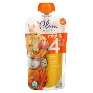 Plum Organics, Mighty 4, 4 Food Group Blend, Tots, Banana, Peach, Pumpkin, Carrot, Greek Yogurt, Oat, 4 oz (113 g)