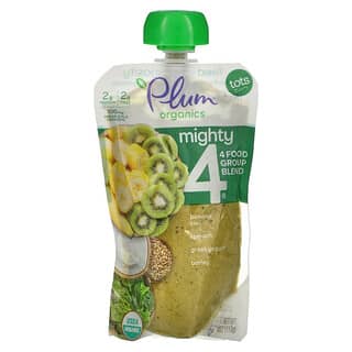 Plum Organics, Mighty 4® 4 組食物混合配方，幼兒專用，含香蕉/獼猴桃/菠菜/希臘優酪乳/大麥，4 盎司（113 克）