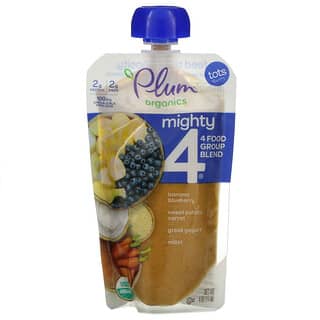 Plum Organics, Mighty 4，4 组食物混合配方，幼儿专用，含香蕉、蓝莓、甘薯、胡萝卜、希腊酸奶、小米，4 盎司（113 克）