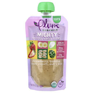 Plum Organics, Mighty Food 그룹 혼합물, Tots, 딸기, 바나나, 그릭 요거트, 케일, 아마란스, 귀리, 113g(4oz)  