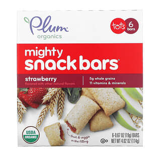 Plum Organics, Mighty Snack Bars, Bebês, Morango, 6 Barras, 19 g (0,67 oz) Cada