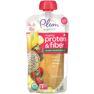 Plum Organics, Mighty Protein & Fiber, Banana, White Bean, Strawberry, Chia, Tots, 4 oz (113 g)