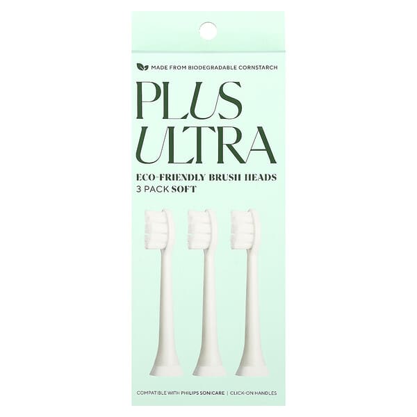 Plus Ultra, Miljøvenlige børstehoveder, bløde, 3-pak