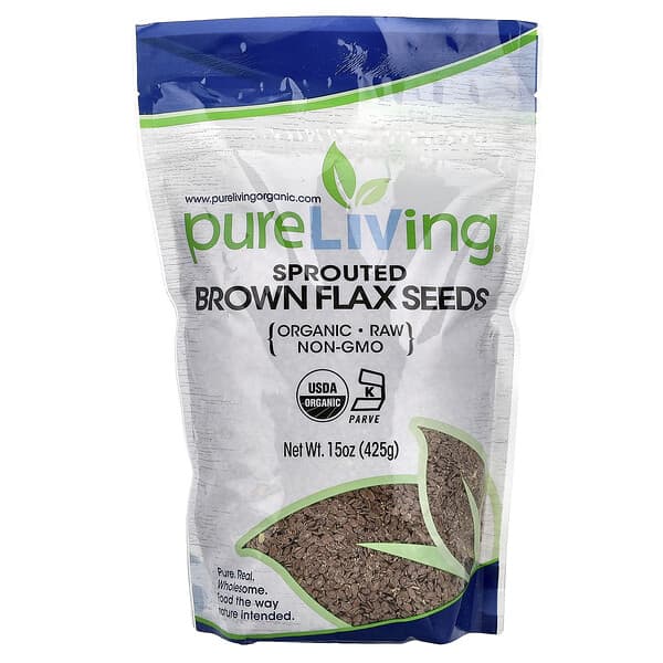 Pure Living, Organic Sprouted Brown Flax Seeds, 15 oz (425 g) — product photo 1