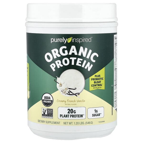 Purely Inspired, Organic Plant-Based Protein Powder, Creamy French Vanilla, 1.25 lbs (567 g) — product photo 1