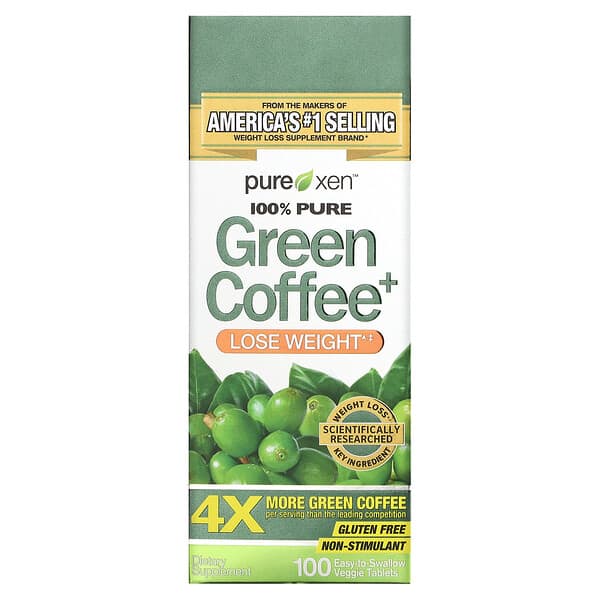 Purely Inspired‏, قهوة خضراء+، 100 قرص نباتي سهل البلع