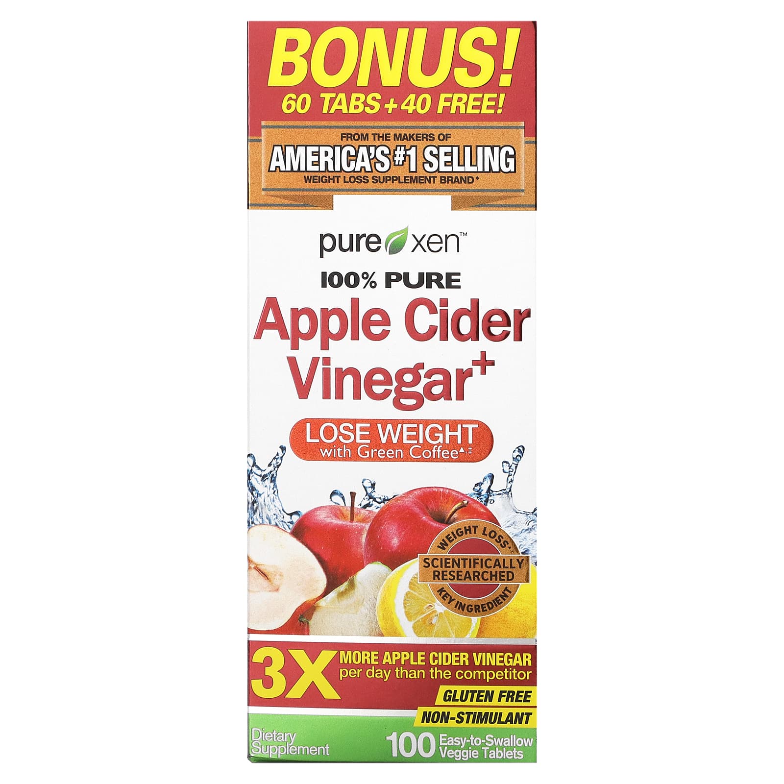 Purely Inspired, Apple Cider Vinegar+, 100 EasytoSwallow Veggie Tablets