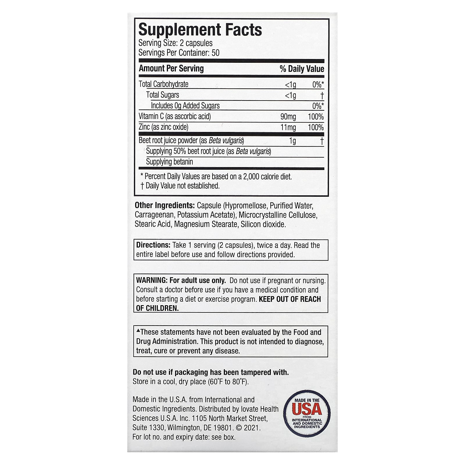 Purely Inspired, Healthy Beets Superfood, 100 Veggie Capsules