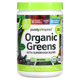 Purely Inspired, Organic Greens（オーガニックグリーン）＆スーパーフードブレンド、プレーン、8.57オンス（243g）