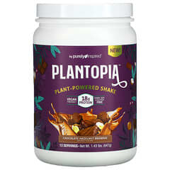 Purely Inspired, Plantopia, Boisson fouettée à base de plantes, Brownie au chocolat et aux noisettes, 647 g